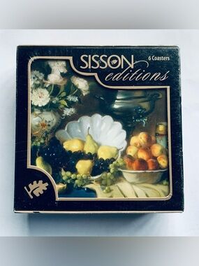 Set of 6 Sisson Editions Imports Fruit In Dish Flowers In Vase Cork Back 4"